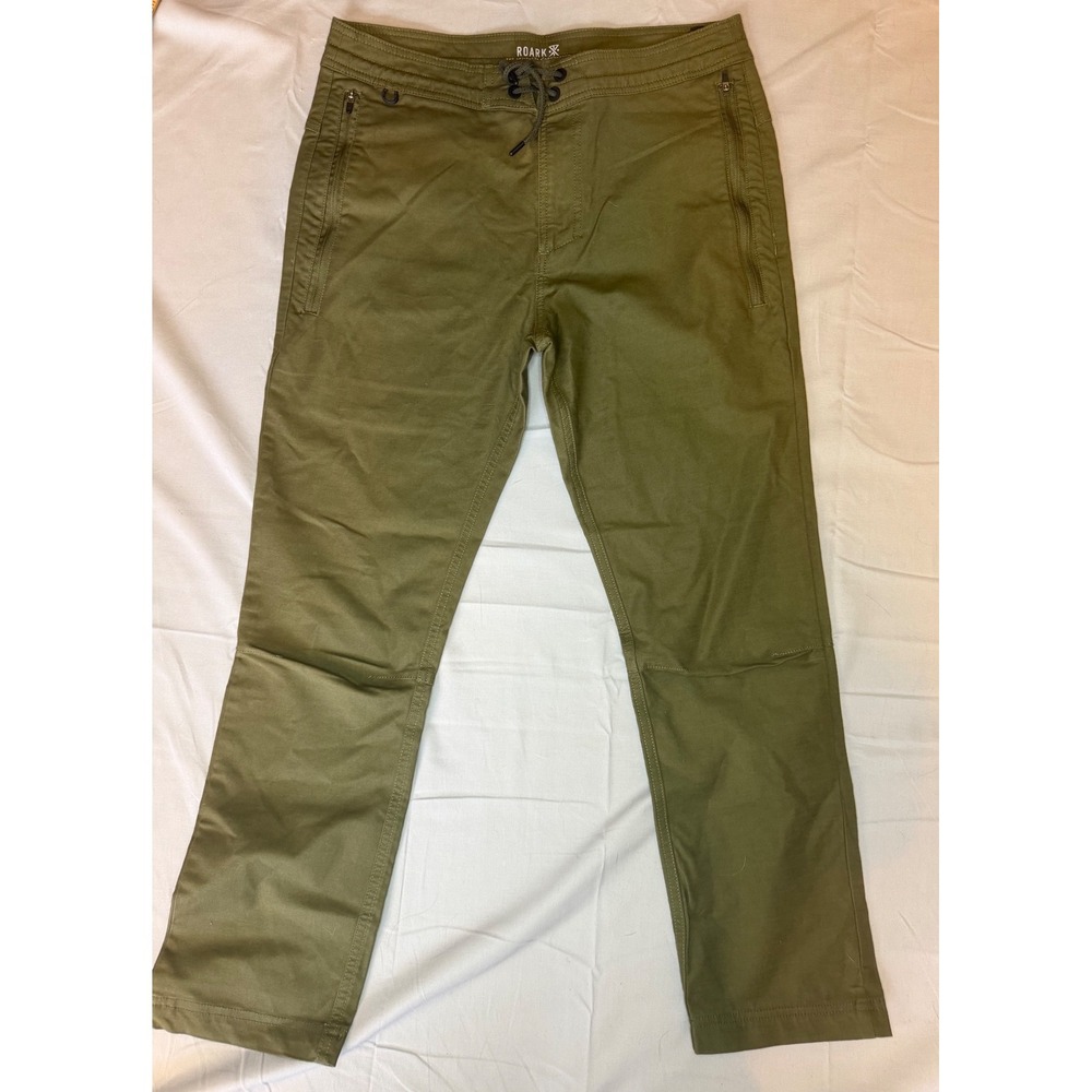 Roark Olive Green Artifacts Adventure Pants Mens Size 30 Zip Pockets Stretch